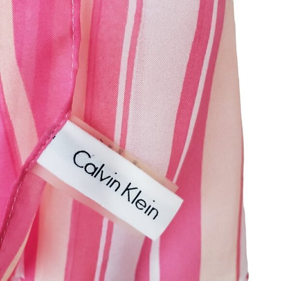 Calvin Klein Striped White Pink Chiffon Long Scarf - Picture 6 of 6